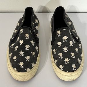 Coach Chrissy Black Floral Print Slip-on Sneakers